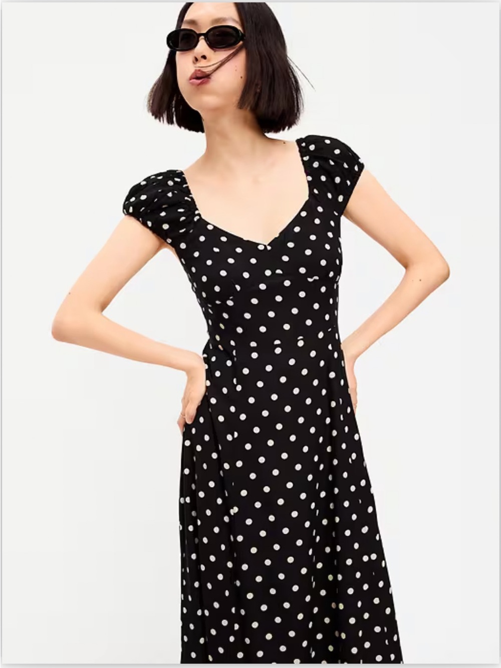 Black Polka Dot Midi Dress